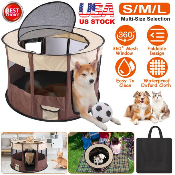 Portable Pet Playpen Travel Foldable Waterproof Outdoor Cage Tent Cover Dog Cat Rabbit