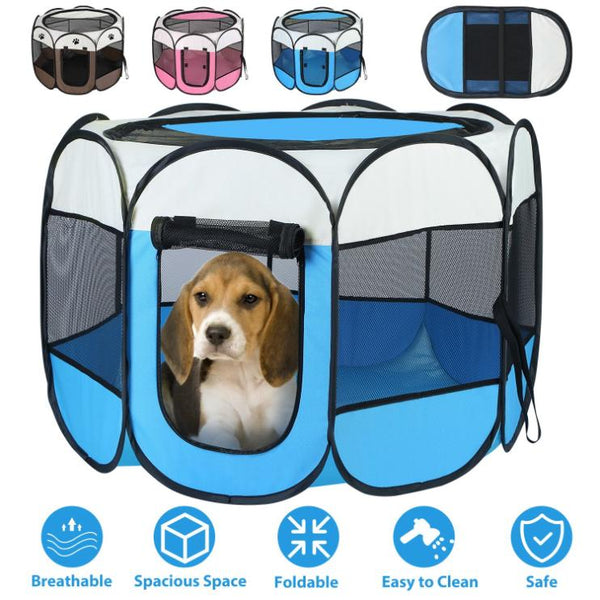 Portable Foldable Pet Tent Exercise Pen Kennel Removable Water Resistant Outdoor Use