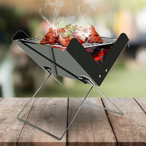 Foldable BBQ Grill Charcoal Barbecue Portable X Grill Tabletop Outdoor Smoker BBQ for Camping Picnic Outdoor Party