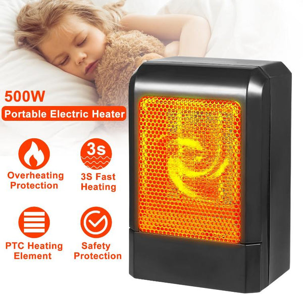 500W Portable Electric Heater PTC Ceramic Heating Fan Space For Personal Use
