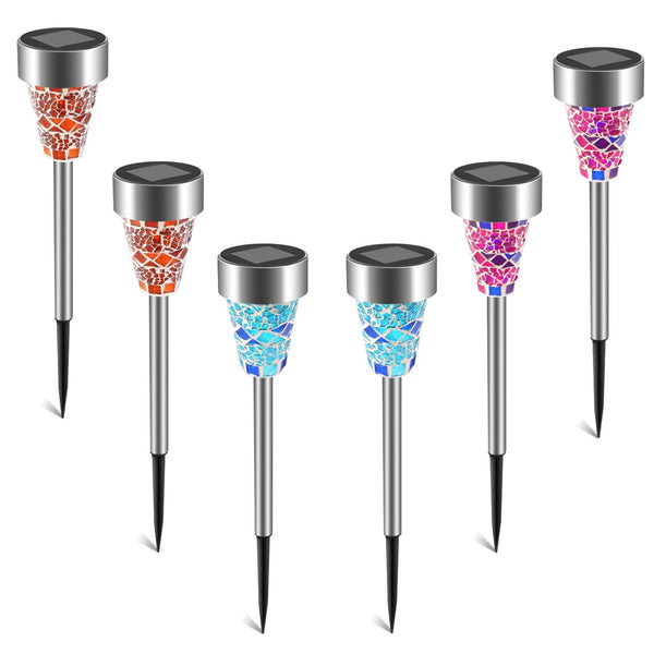 6 Pack Solar Garden Lights Outdoor Solar Pathway Lights Water-resistant Landscape Lights