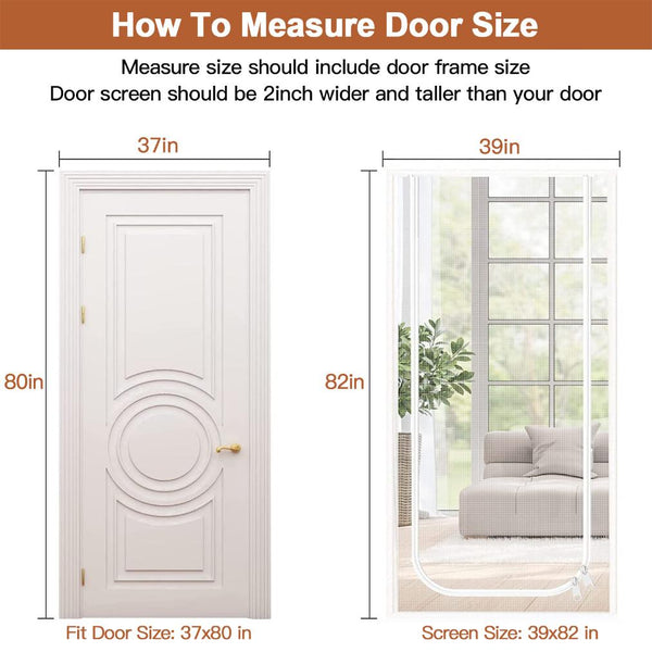 Mesh Door Screen Heavy Duty Pet Proof Scratch-Proof Double Sided Zipper