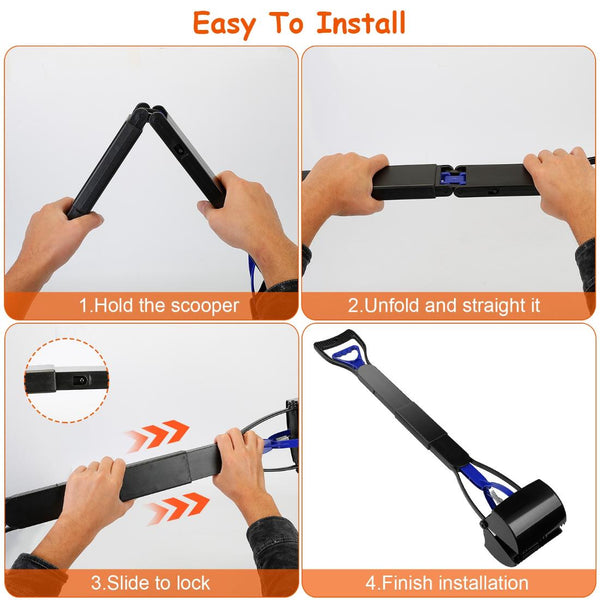 Pet Pooper Scooper Foldable Long Handle Dog Poop Waste Pick Up Rake Grabber Arm
