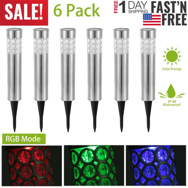 6 Pack Outdoor Solar Light Waterproof RGB Garden Lamp Landscape Lawn Décor Light