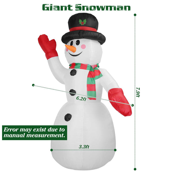 7.9FT Christmas Inflatable Giant Snowman Blow-up Light-up LED Lights Outdoor Yard