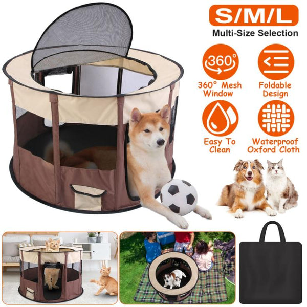 Portable Pet Playpen Travel Foldable Waterproof Outdoor Cage Tent Cover Dog Cat Rabbit