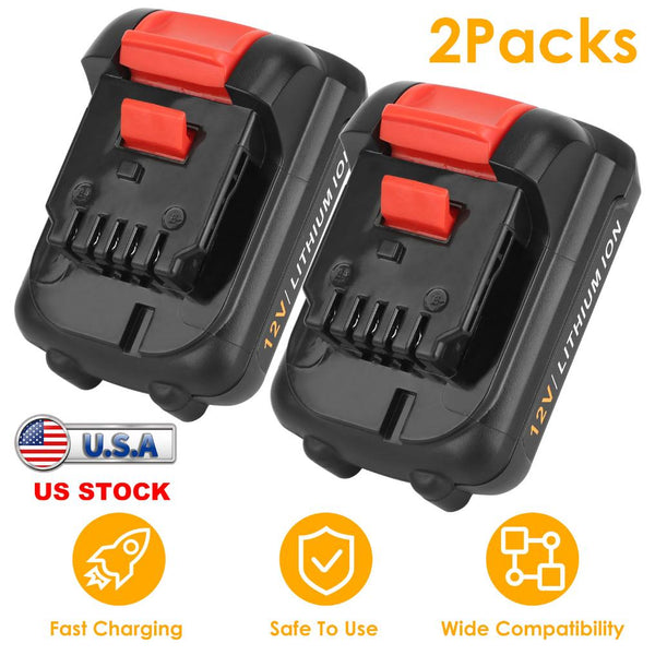 2 Pack 12V Li-ion Power Tool Battery Replacement Compatible with Dewalt