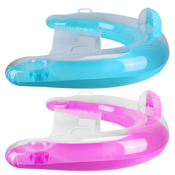 2Pcs Inflatable Float Pool Chair 286lbs Load Water Lounger Floating Mattress with Cup Holder Arm Rest Outdoor Pool Party Beach