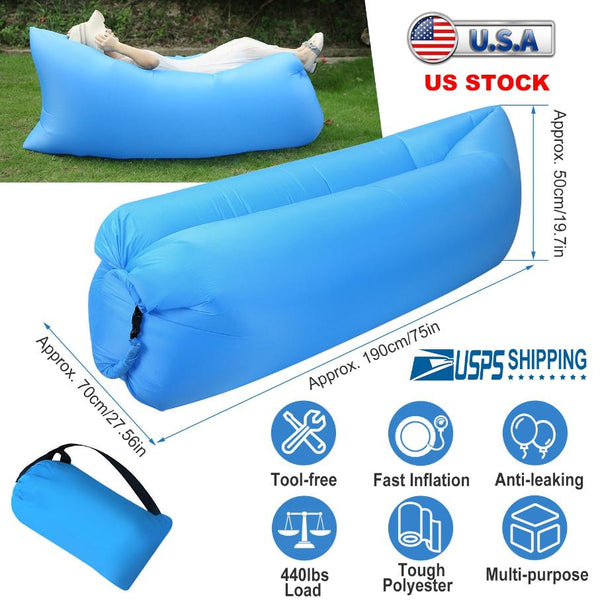 Inflatable Lounger Air Sofa Lazy Bed Sofa Portable Bag Water-Resistant Lake Beach Camping