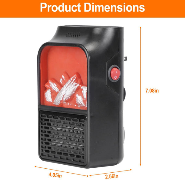 800W Plug-In Space Heater Wall Outlet Heater Rotatable Adjustable Temp