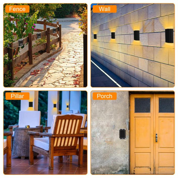 4Pack Solar Powered Wall Sconce Lights Rechargeable Optical Sensor Lamp Outdoor Lamps