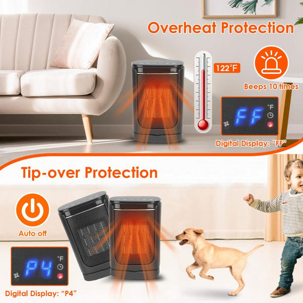 1500W Electric Space Heater Ceramic Heater Fan Oscillating Heating Fan with 3 Modes