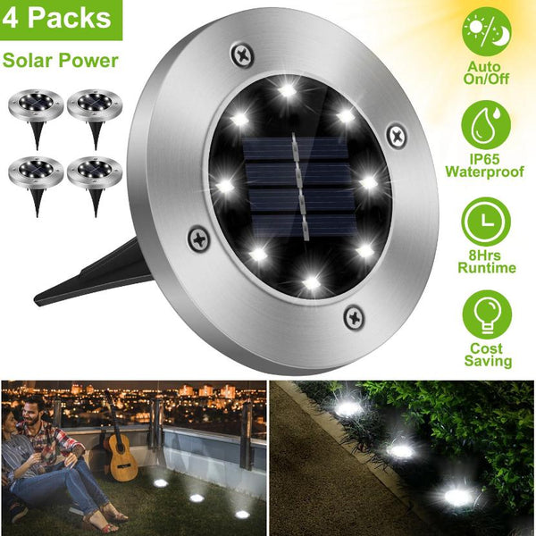 4 Pack Solar Powered Ground Light Outdoor Waterproof In-Ground Stake Path Lamps