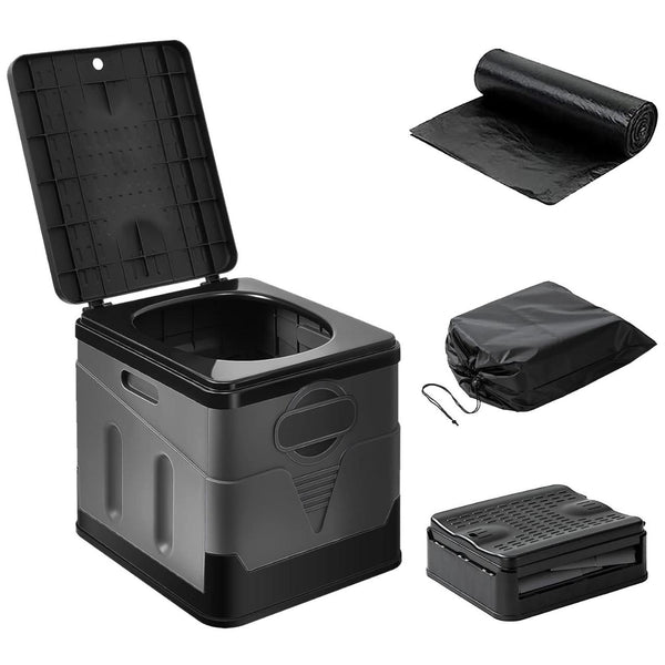Portable Toilet for Car Camping Boating Hiking Outdoor Travel Potty with Carry Bag Foldable Emergency Toilet with Lid Trash Bags