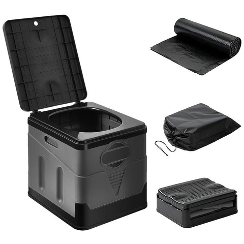 Portable Toilet for Car Camping Boating Hiking Outdoor Travel Potty with Carry Bag Foldable Emergency Toilet with Lid Trash Bags
