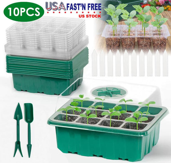 10Pcs Seed Starter Tray Kit Reusable Seeding Propagator Growing Germination Tray