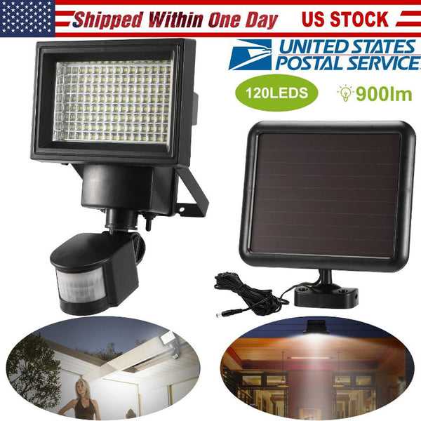 Solar Wall Lights 120 LEDs Flood Lights Outdoor 120° Motion Sensor Separate Panel