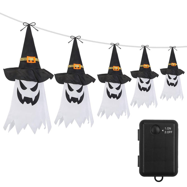 Halloween Ghost Witch Hat Hanging Light Lantern Outdoor String Decorative Light Patio