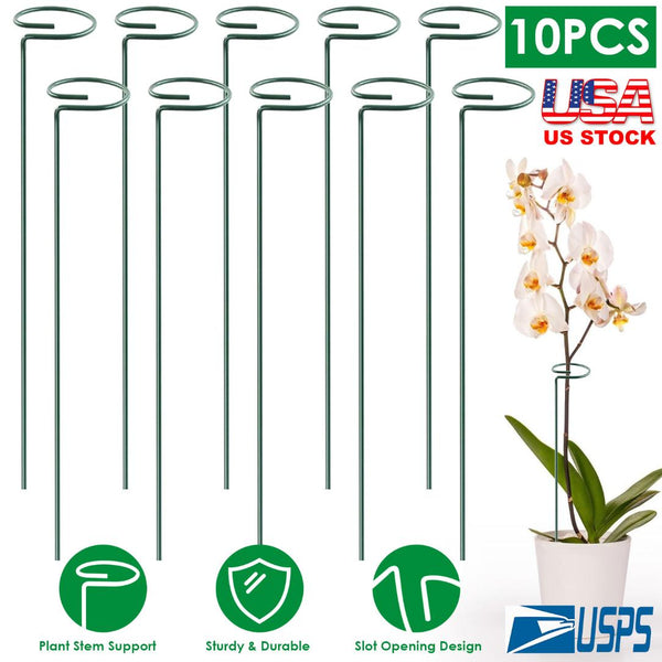 10Pcs 10in Plant Support Stakes Garden Flower Single Stem Support Stake Iron Plant Cage Support Ring For Tomatoes Orchid Lily Peony Rose Flower Amaryl