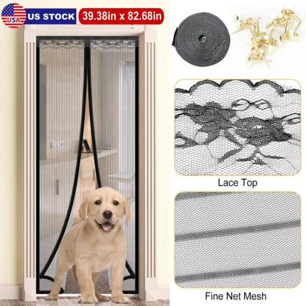 Magnetic Mesh Curtain Hands-free Fly Mesh Door Curtain 39x82” Self-adhesive Door Screen Anti Mosquito Bugs