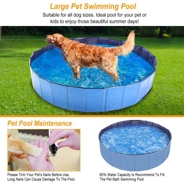 Foldable Pet Kiddie Baby Swimming Pool Dog Swim Bathing Tub Playmat Kids Pools 4 FT