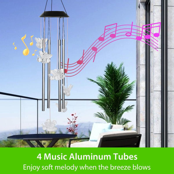 Solar Wind Chime Lights Bee Decorative Lamp 7 Color Changing Hanging String Lights