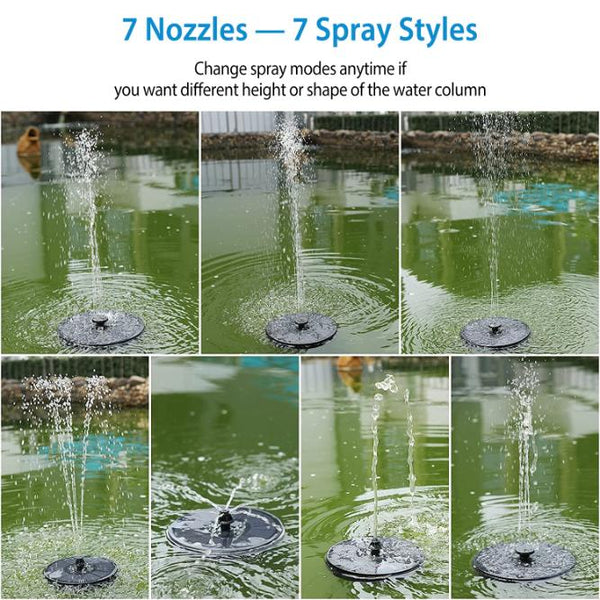 Solar Powered Fountain Pump Floating Bird Bath Pond Pump w/ LED Lights Aquarium Pond