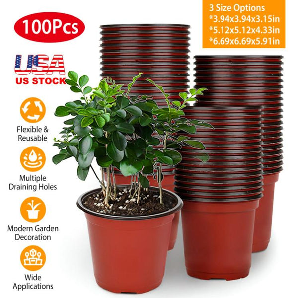 100Pcs Plastic Plant Nursery Pots Garden Seedlings Flower Container Seed Starting Pots 100mm 3.94in