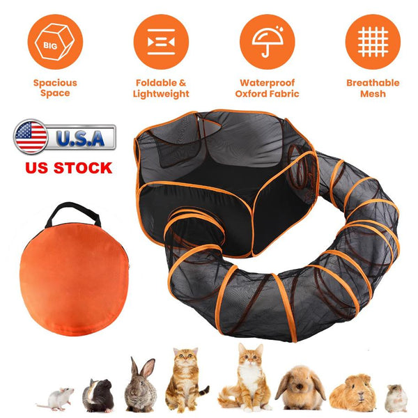Pet Play Tent with Tunnel Pet Enclosure Playground Indoor Outdoor Dog Cat Rabbit