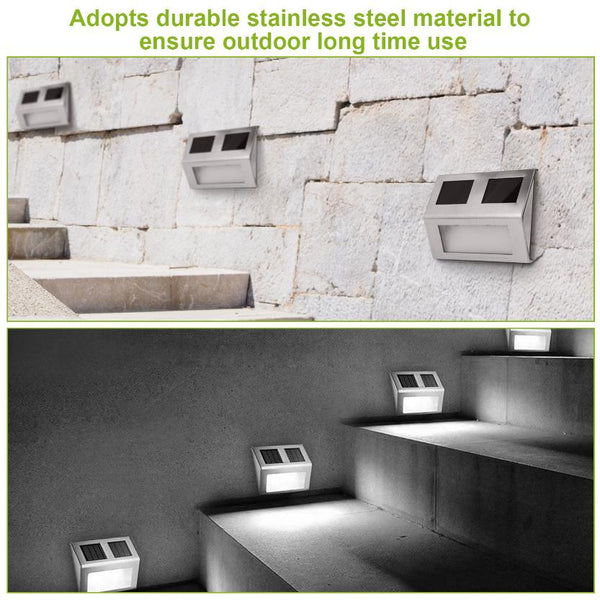 2 Pack Solar Light LED Wall Lamp Stair Step Outdoor Waterproof Security Light Auto On Off