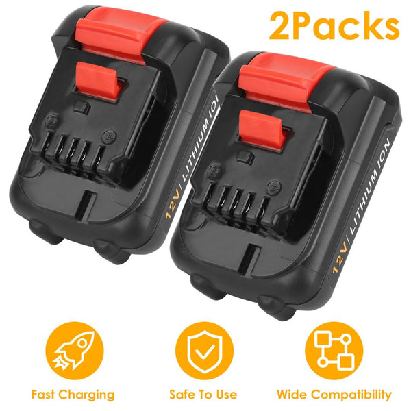 2 Pack 12V Li-ion Power Tool Battery Replacement Compatible with Dewalt
