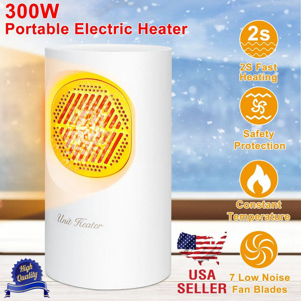 300W Mini Heating Unit Portable Electric Small Heater Fan Portable Floor Desktop
