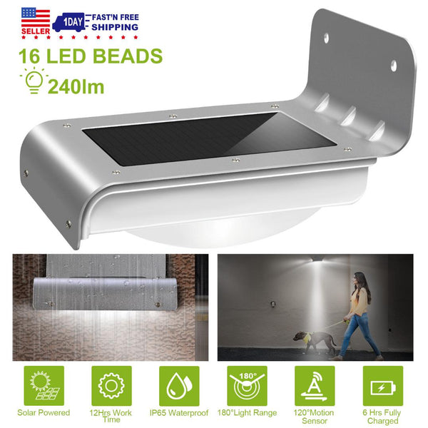 Solar Wall Lights Outdoor 16LEDs Stair Lamps Motion Sensor Night Lamps Wall Mount