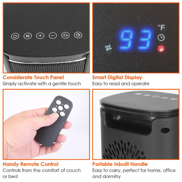 1500W Electric Space Heater Ceramic Heater Fan Oscillating Heating Fan with 3 Modes