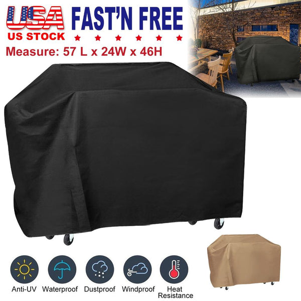BBQ Grill Cover Weather Resistant Outdoor Barbeque UV Resistant Adjustable Straps 57-inch