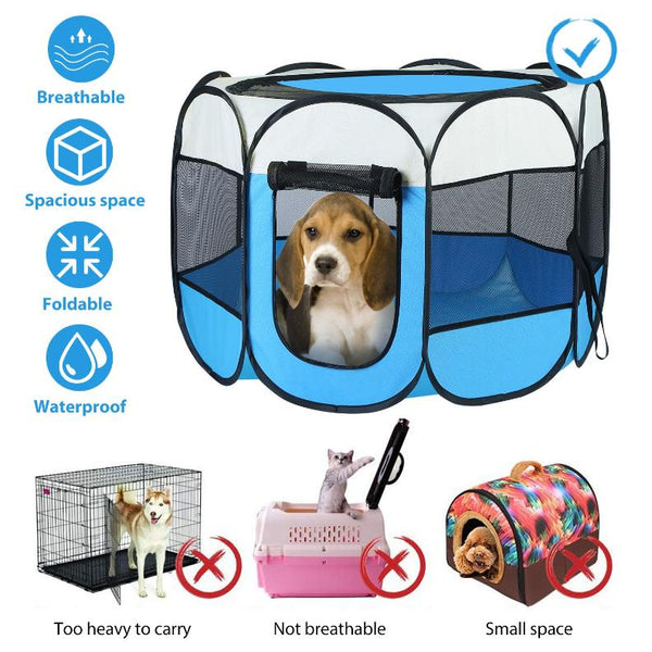 Portable Foldable Pet Tent Exercise Pen Kennel Removable Water Resistant Outdoor Use