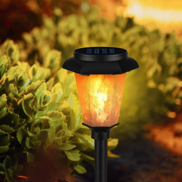 2 Pack Solar Flame Torch Light Flickering Flame Stake Lamp Decorative Landscape Lamp