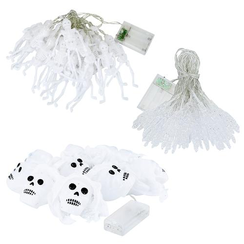 3Pcs String Lights Halloween Light Decorations 24ft Halloween Colorful 3D Skeleton Ghost