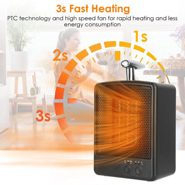 1000W Small Portable Electric Space Heater Personal Tip Over & Overheat Protection Adjustable Temp