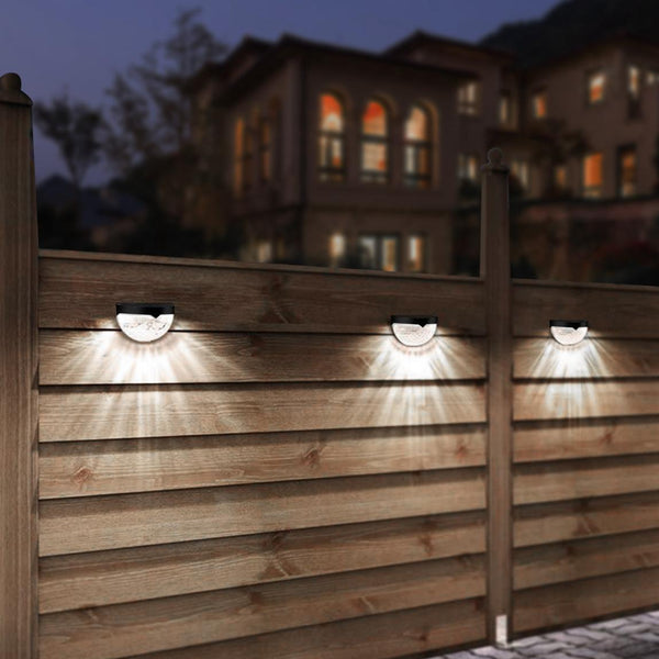 4Pcs Solar Fence Half Dome Lights Outdoor Dusk To Dawn Sensors Deck Wall Lamps