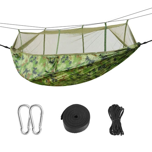 2 Person Hammock w/ Mosquito Net Outdoor Hiking Camping Portable Swing Hanging Bed 600lb Load