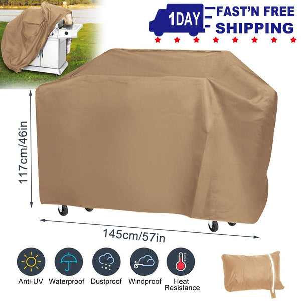 BBQ Grill Cover Weather Resistant Outdoor Barbeque UV Resistant Adjustable Straps 57-inch
