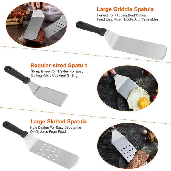 7Pcs Griddle Accessories Kit Stainless Steel BBQ Grilling Utensil Tools Barbecue Set