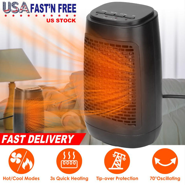 1500W Personal Oscillating Portable Electric Space Heater Personal Fan Ceramic Heater