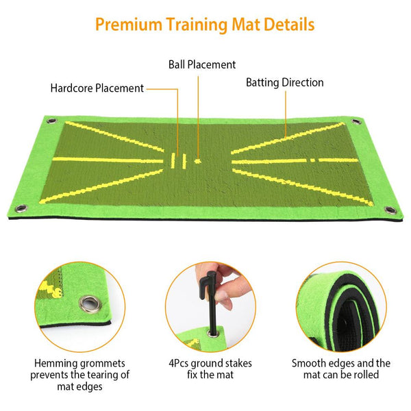 Golf Training Mat for Swing Path Feedback Practice Pad Portable Rolling Golf Training Aid