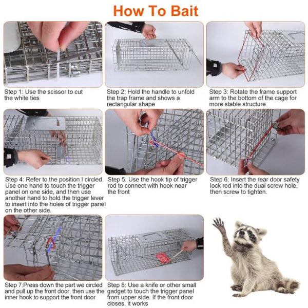 Humane Trap Cage Catch Release Live Small Animal Rodent Cage Collapsible Metal Wire