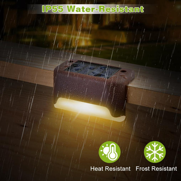 4 Pack Solar Powered LED Step Lights Outdoor Waterproof Dusk To Dawn Sensors