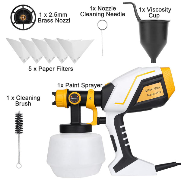 Electric Paint Sprayer HVLP Spray Painting Gun Handheld Painter with Different Spray Patterns 1200ML Detachable Container Flow/Length/Width Adjustable