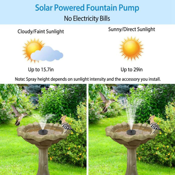 Solar Powered Fountain Pump Floating Bird Bath Pond Pump w/ LED Lights Aquarium Pond