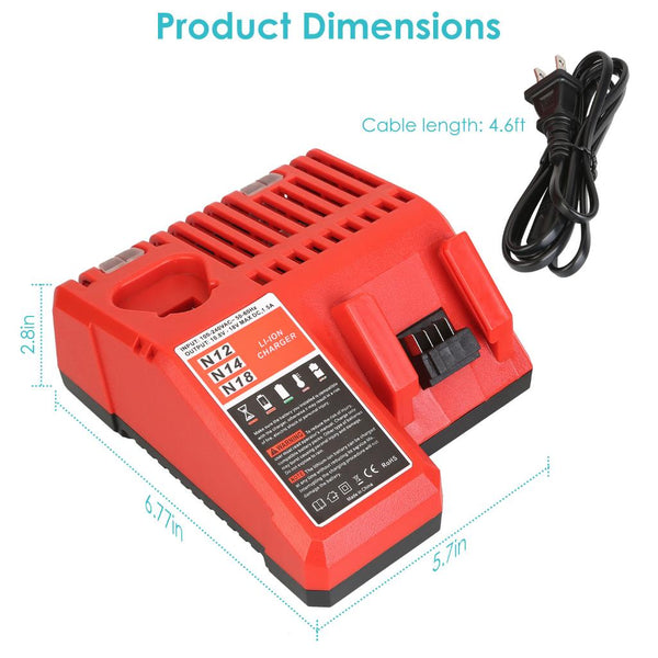 M12 M18 Rapid Fast Charger Fit for Milwaukee 10.8-18V Battery